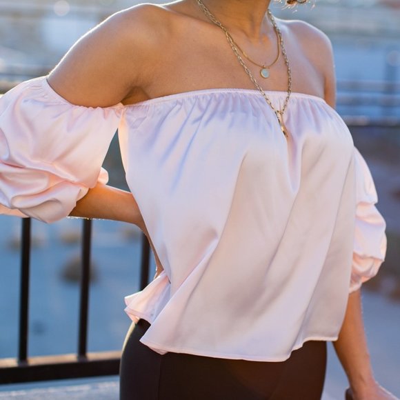 Rosé Babe Satin Pink Top - Picture 7 of 11